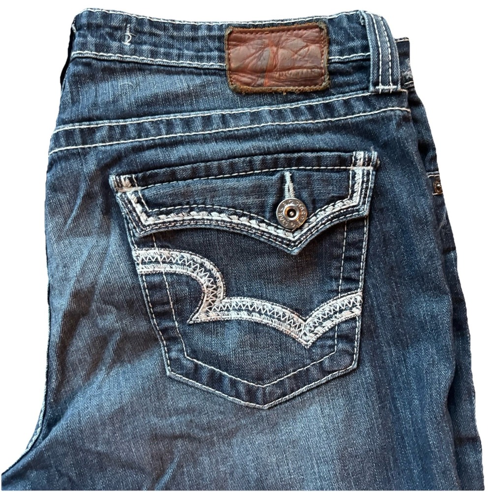 Big Star Maddie Mid Rise Denim Blue Jeans Straight Leg Womens 34R Stretch 34